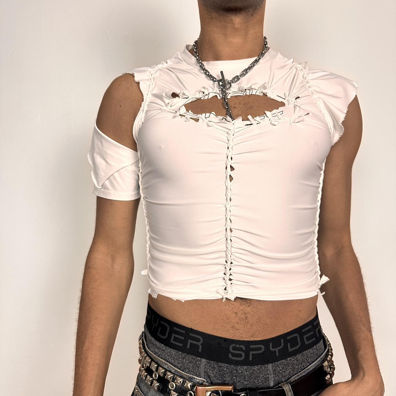 ASTROBOI x O’NEIL White Deconstructed Braided Rave Compression Top - Small*