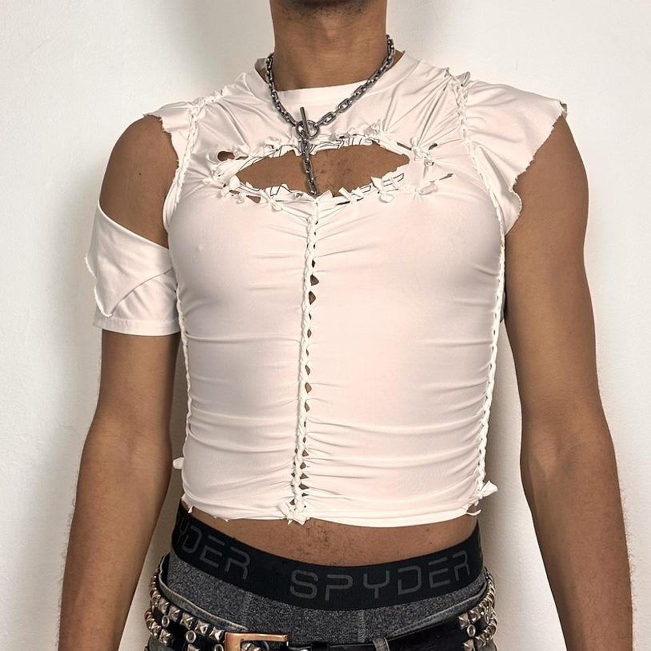 ASTROBOI x O’NEIL White Deconstructed Braided Rave Compression Top - Small*