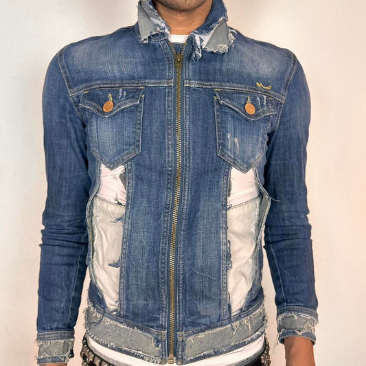 ASTROBOI* Blue Deconstructed Denim Jacket - Medium