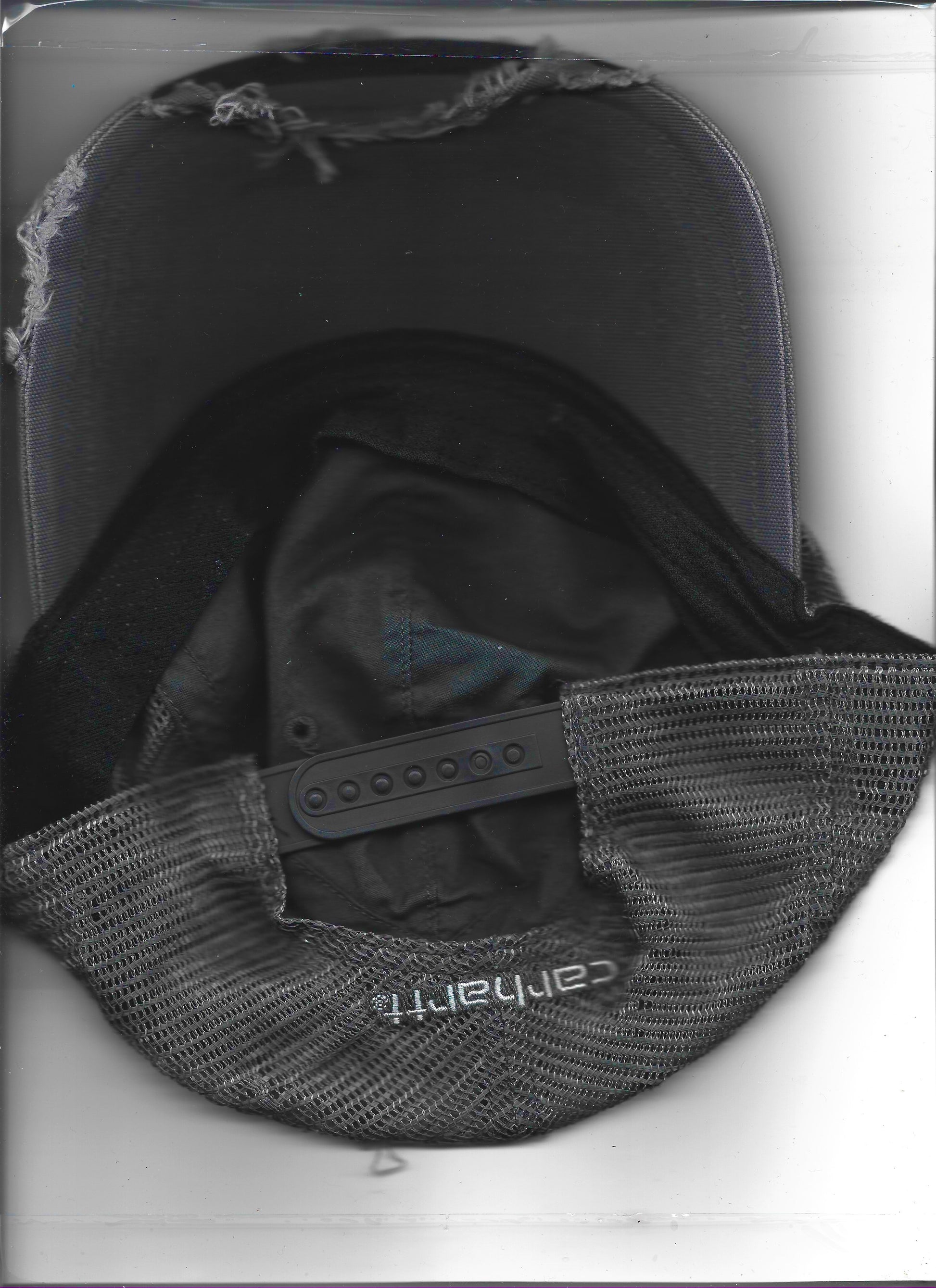 ASTROBOI* x Carhartt 'Amethyst' gray and purple distressed studded hat, back scanned view.