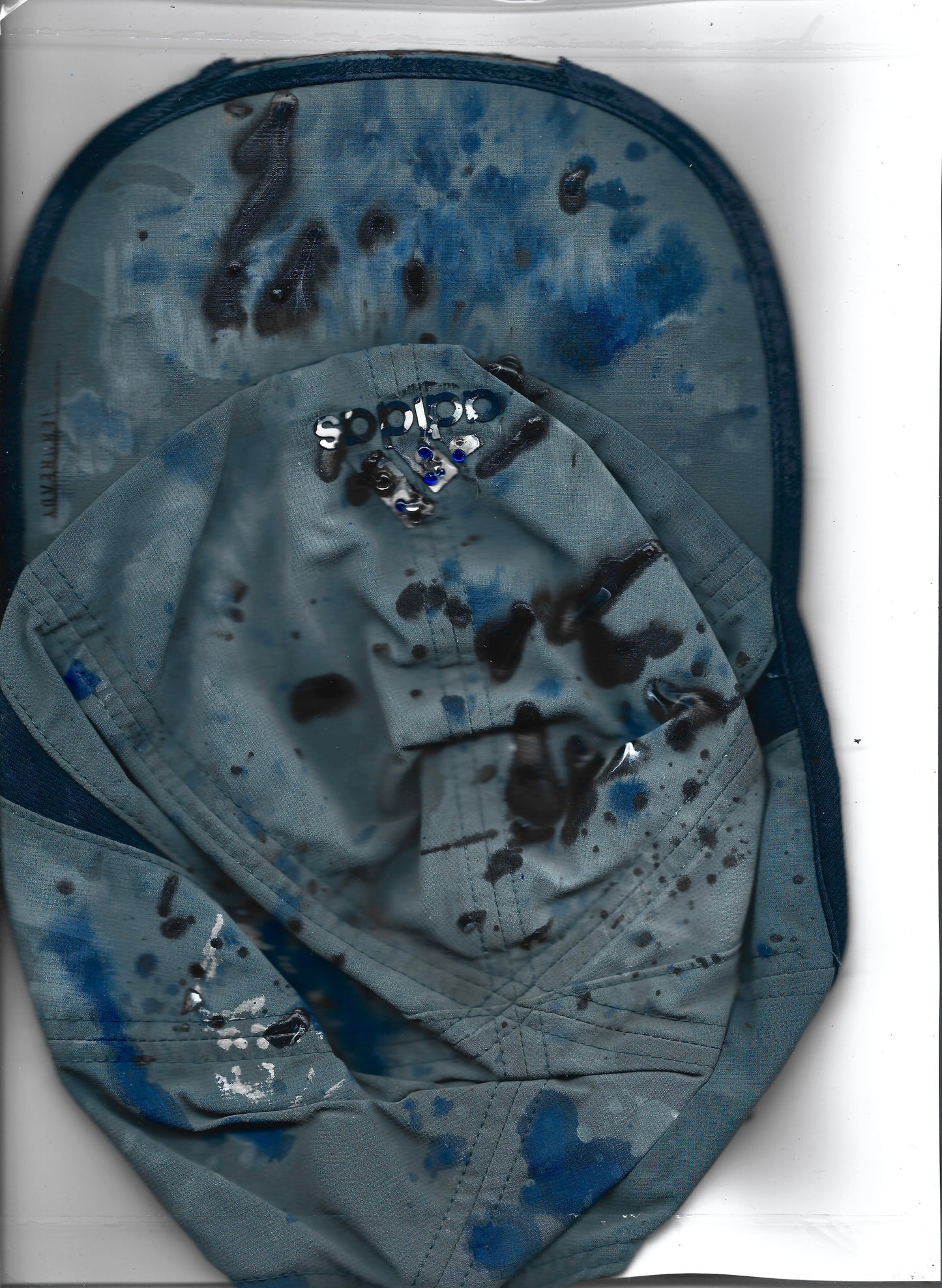 ASTROBOI* x Adidas 'Haaland' Aeroready Blue & Black Painted Rhinestone Cap