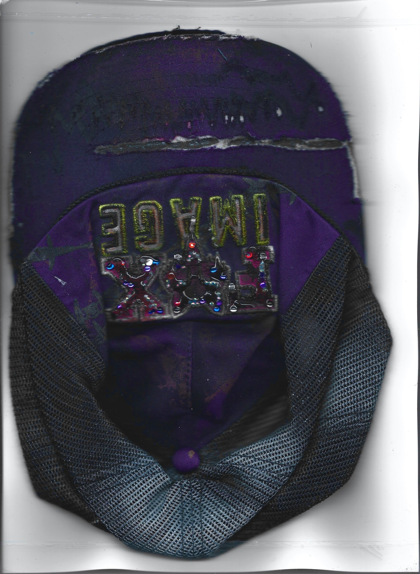 ASTROBOI* x Fox Racing 'Barbed Wire' Purple Rhinestone Trucker Cap