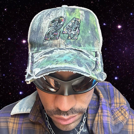 ASTROBOI* '24' Brown/Green Camouflage Racing Cap - front 