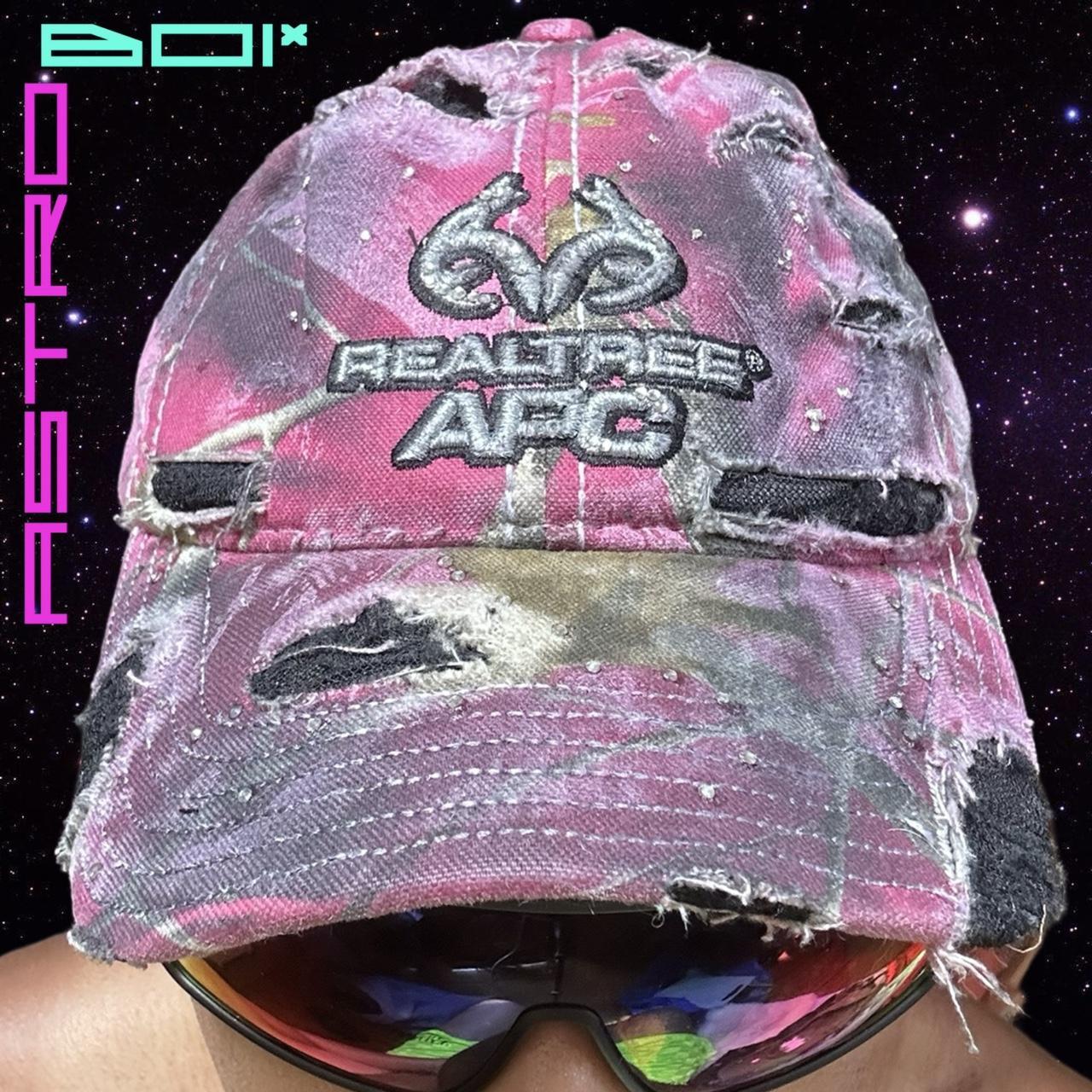 ASTROBOI* REAL TREE PINK RIPPED RHINESTONE HUNTING HAT