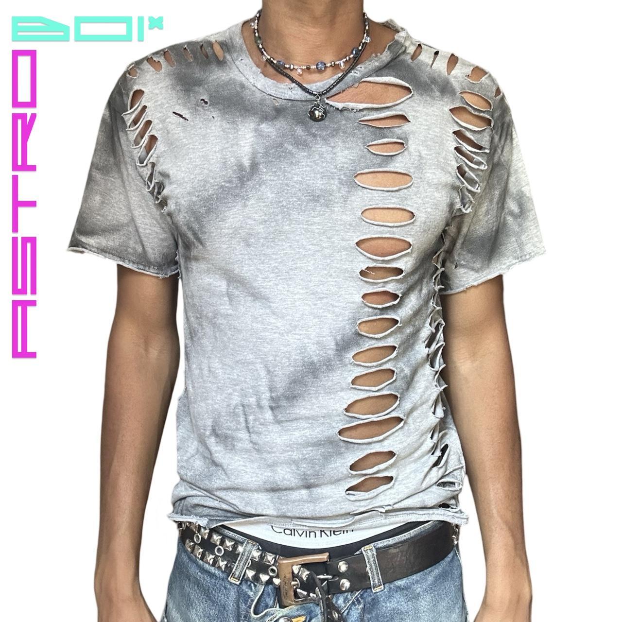 ASTROBOI* GRAY HOLES AIRBRUSHED T-SHIRT_ LARGE