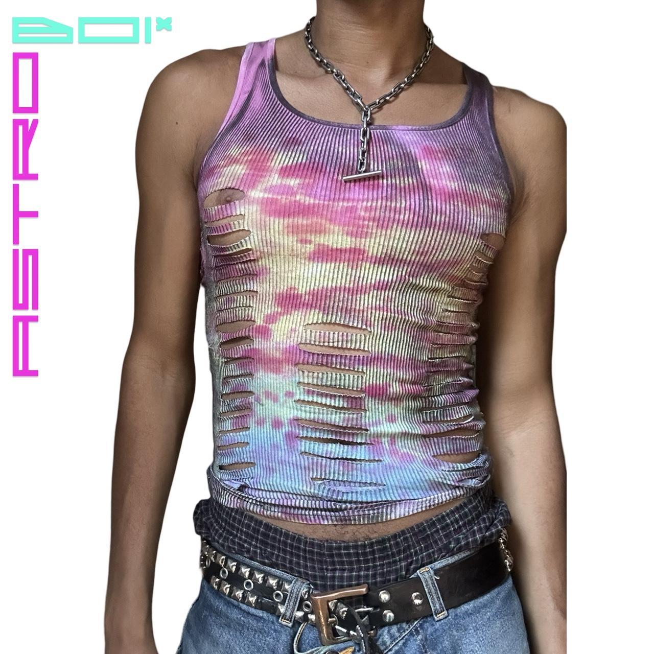 ASTROBOI* HANES PINK TAR TIE DYE RIBBED TANK TOP_ SMALL