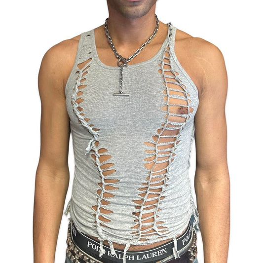 ASTROBOI* 'Icon' Gray Cotton Braided Tank - front 