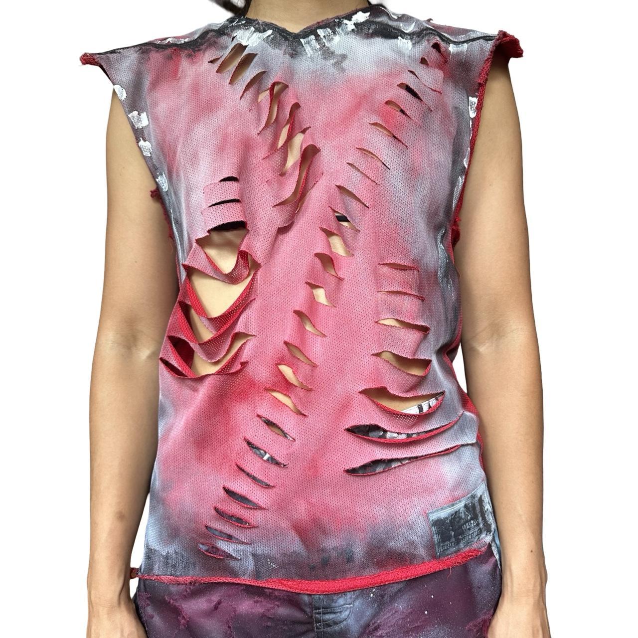 ASTROBOI* 'Burn Out' Red Punk Sleeveless Cut-Off Jersey – front 