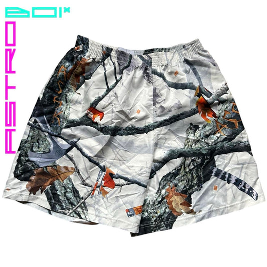 ASSK White Modern Real Tree Camo Nylon Shorts