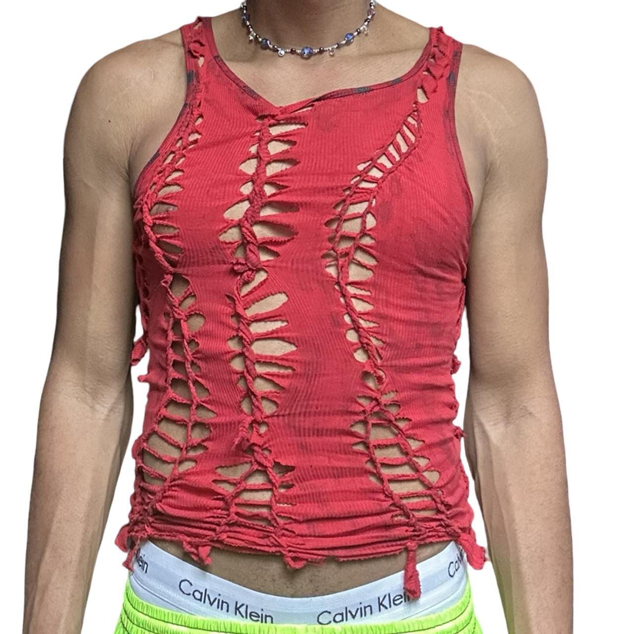 ASTROBOI* x Gildan 'Mars' Red Twist Braided Tank Top - front 