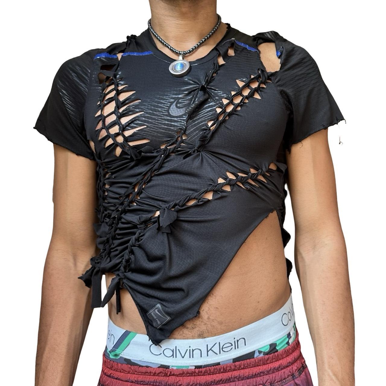 ASTROBOI* Nike Black/Blue Futuristic Twist Braided T-Shirt  - front