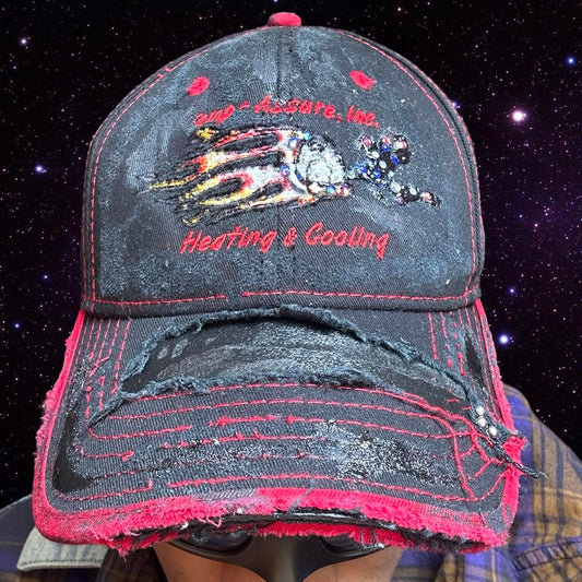 ASTROBOI* 'Heating + Cooling' Black Pierced Rhinestone Hat