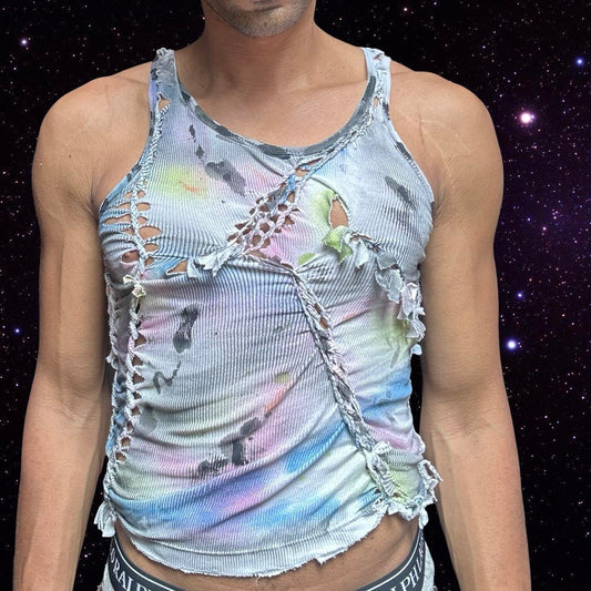 ASTROBOI* x Calvin Klein 'Tri Color' Braided White Twist Tank Top – front