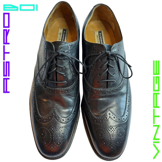 VINTAGE FLORSHEIM LEATHER WING TIPS_ BLACK_ SIZE 12