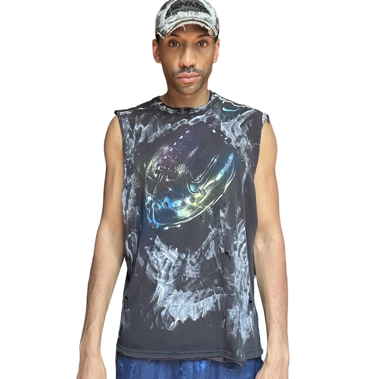 ASTROBOI* x Nike Celestial Navy Football Graphic Sleeveless Muscle Shirt – front 