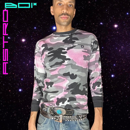 ASTROBOI* SOUTH POLE PINK CAMOUFLAGE WAFFLE T-SHIRT _ MEDIUM