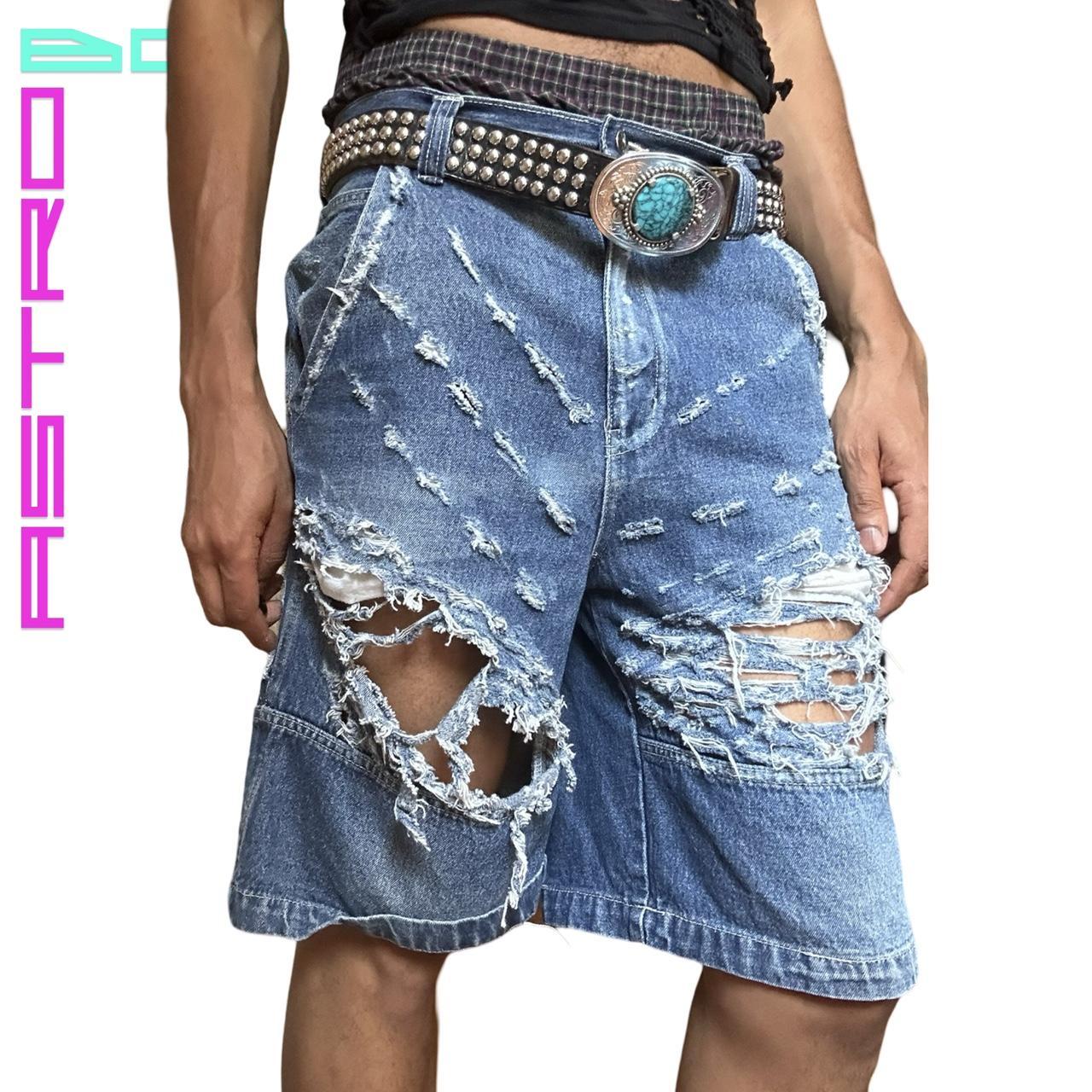 ASTROBOI* CXS21 TATTERED DENIM SHORTS_34"