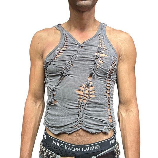 ASTROBOI* x Gildan 'Slate' Gray Twist Braided Tank Top - front 
