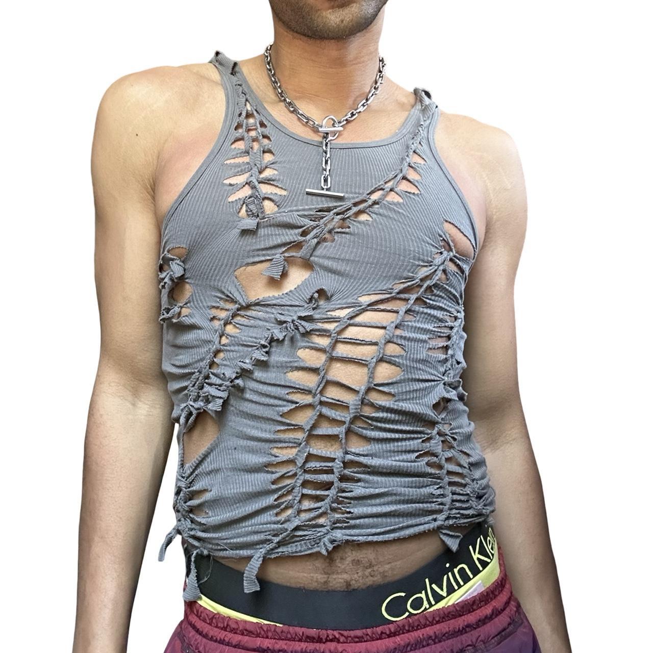 ASTROBOI* 'Cypher' Clay Gray Twist Braided Tank Top – front