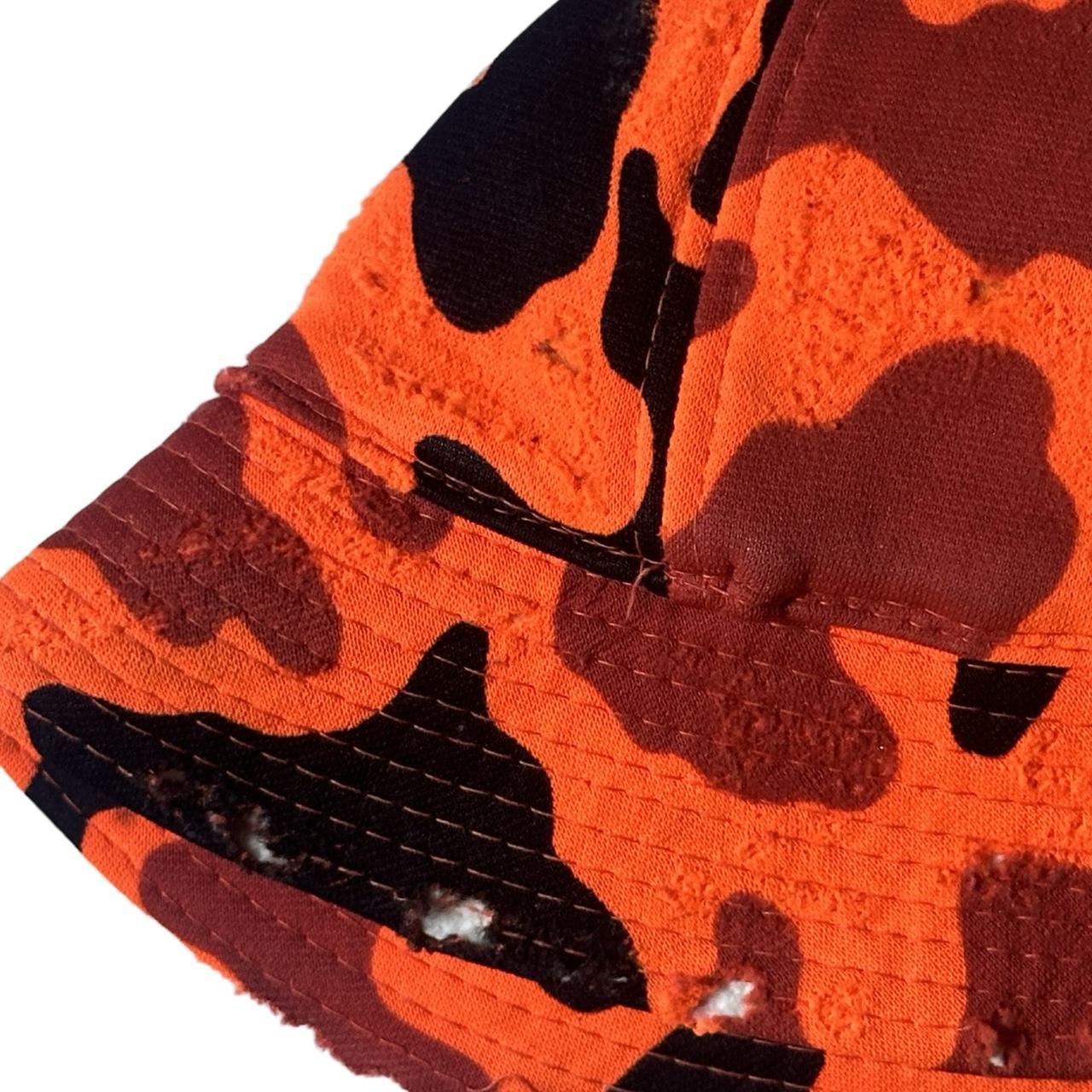 Orange Camouflage Distressed Bucket Hat