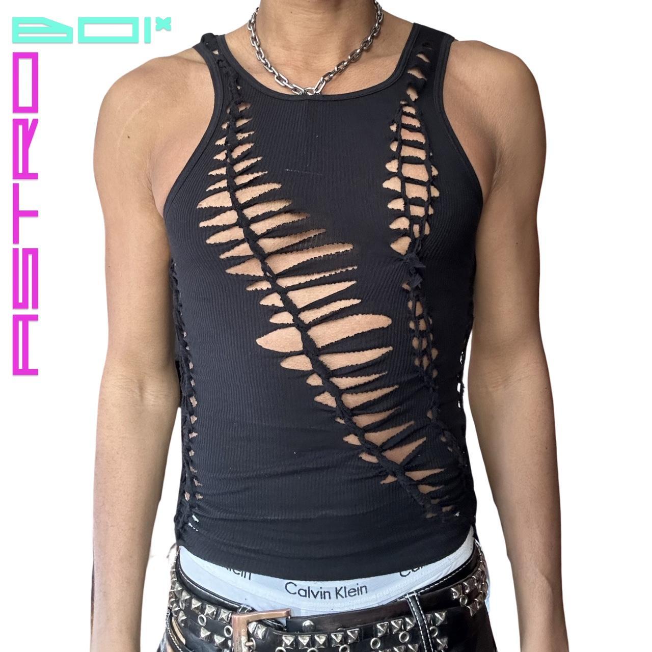 ASTROBOI* 'WEB' BLACK BRAIDED TANK TOP_ MEDIUM