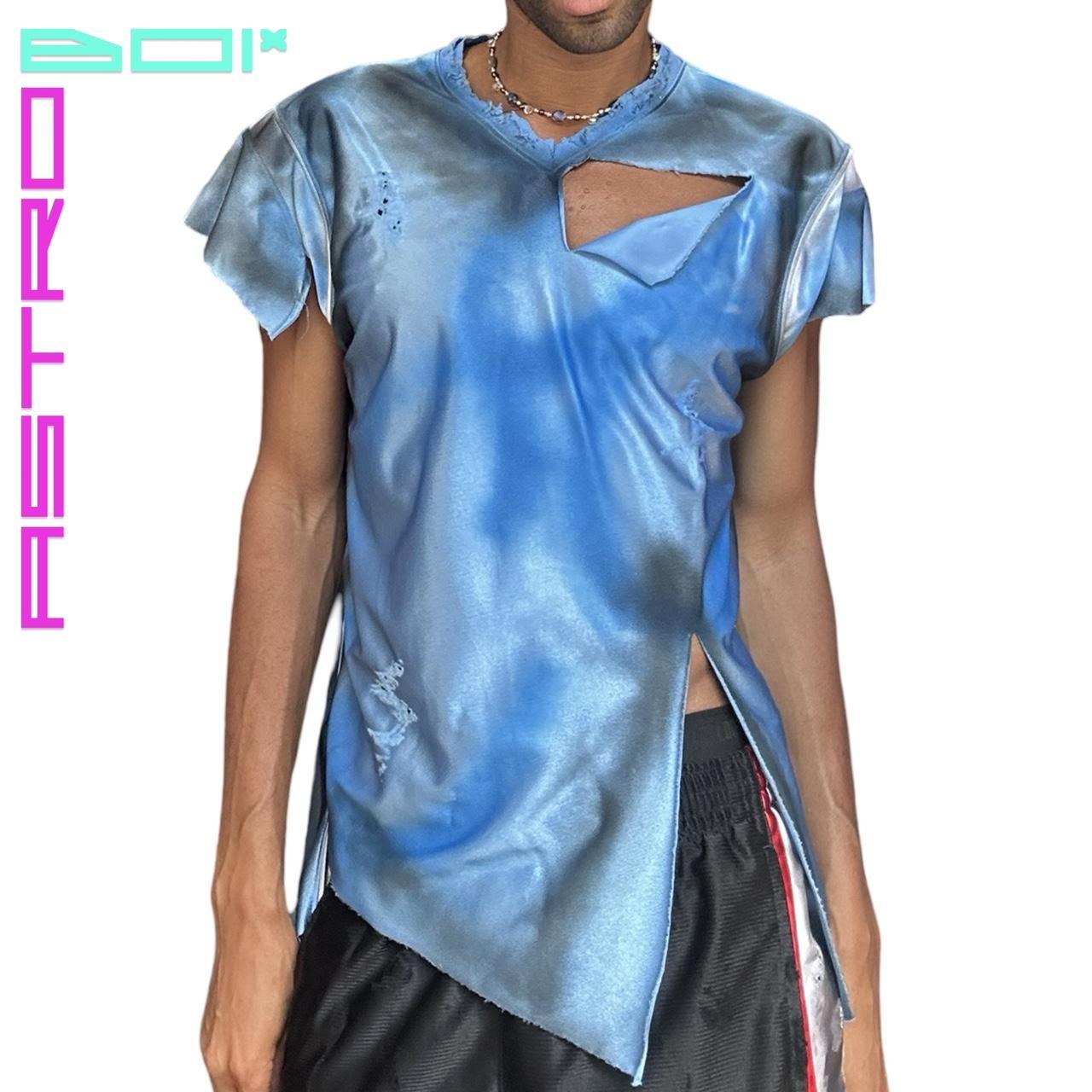 ASTROBOI* DECONSTRUCTED BLUE SHINE SHORT SLEEVE BASKETBALL JERSEY _ LARGE