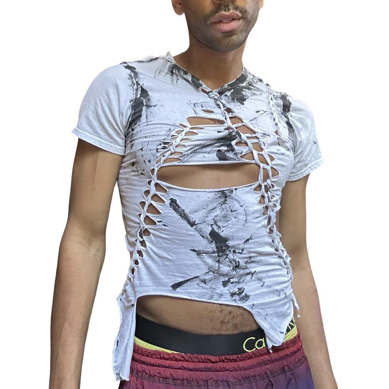 ASTROBOI* 'Morning Star' Black &amp; White Twist Braided T-Shirt – front 