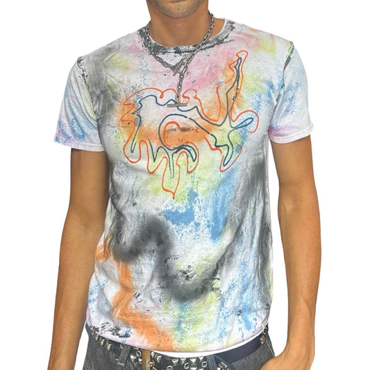 ASTROBOI* 'Pangea' White Painted Graphic T-shirt - front 
