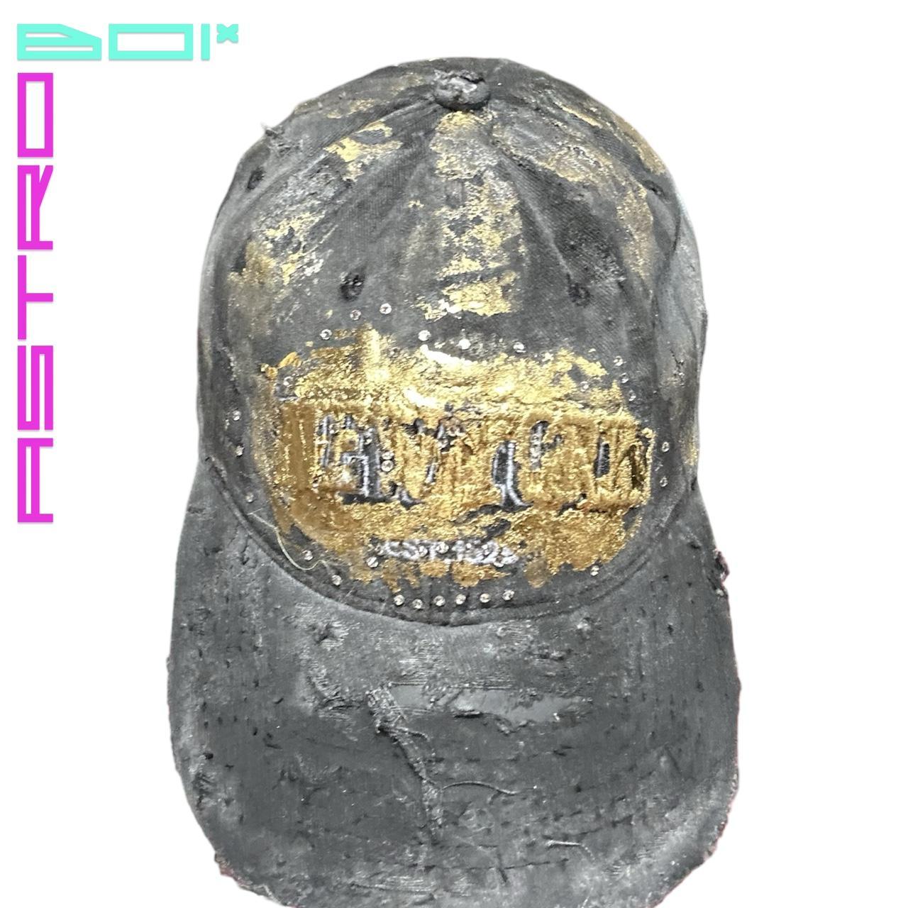 ASTROBOI* NEW YORK DISTRESSED 'GOLD BRICK' RHINESTONE BLACK HAT