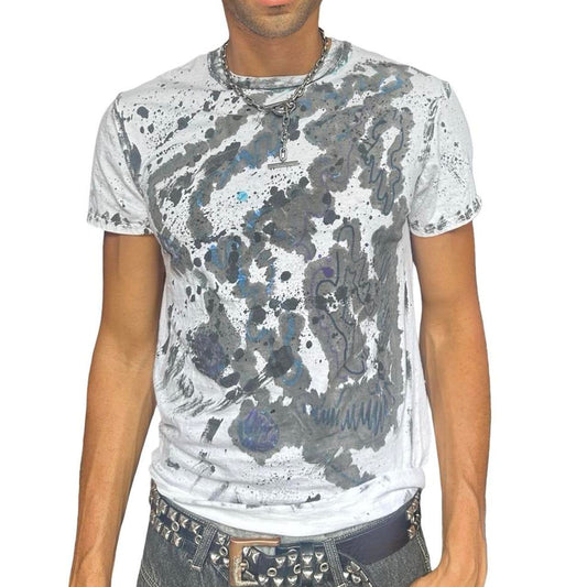 ASTROBOI* x Gildan 'Hidden Messages' White Painted Graphic T-shirt -  front 