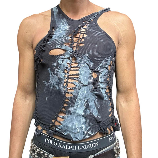 ASTROBOI* 'Shadow Play' Gildan Black Twist Braided Tank Top - front 