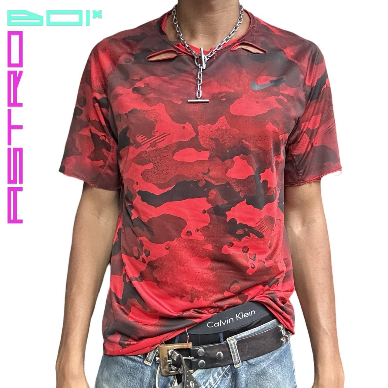 ASTROBOI* NIKE RED CAMOUFLAGE AIR BRUSHED SPORTS T- SHIRT _ XL