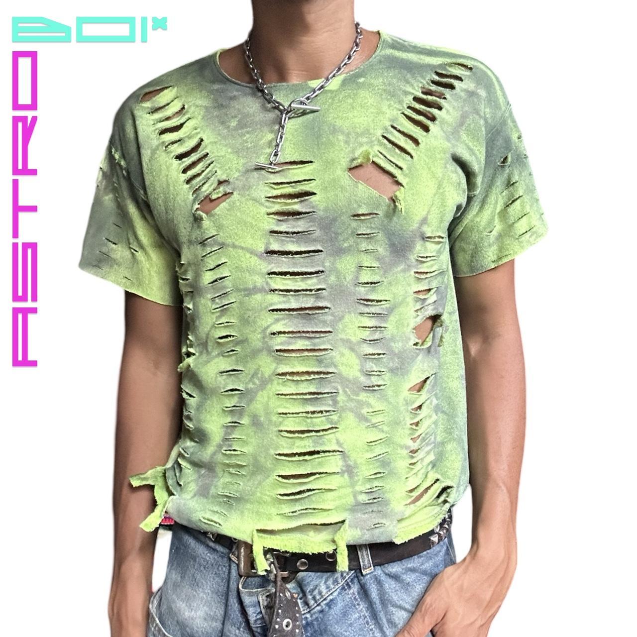 ASTROBOI* BRAT GREEN SHORT SLEEVE TIE DYE SWEATSHIRT _ LARGE