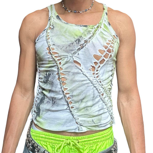 ASTROBOI* x Calvin Klein 'Brat' Braided White Twist Tank Top - front 