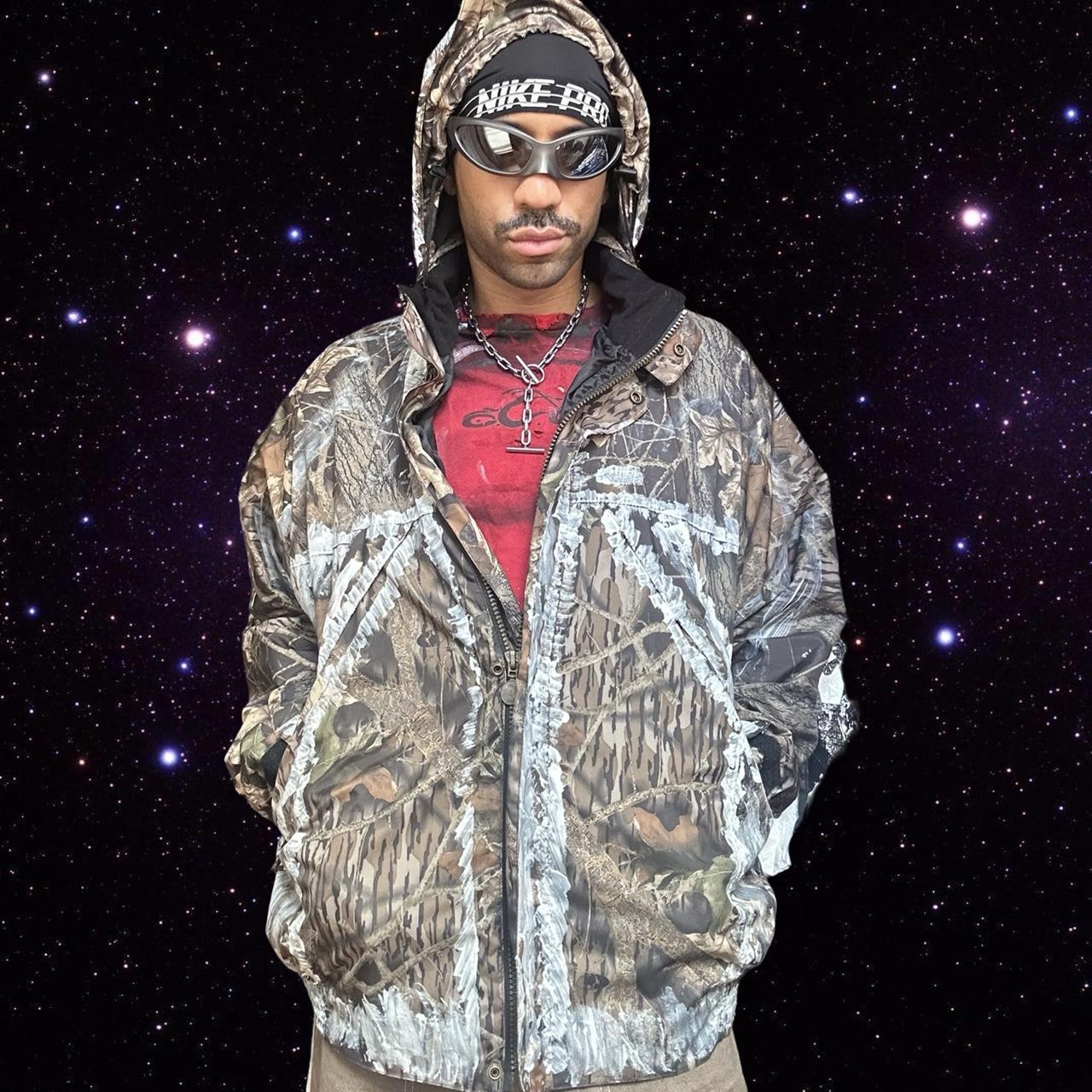 ASTROBOI* Brown Real Tree Camo Painted Windbreaker - overview front 