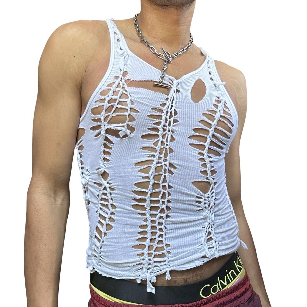 ASTROBOI* 'Trinity' White Twist Braided Tank Top – front 
