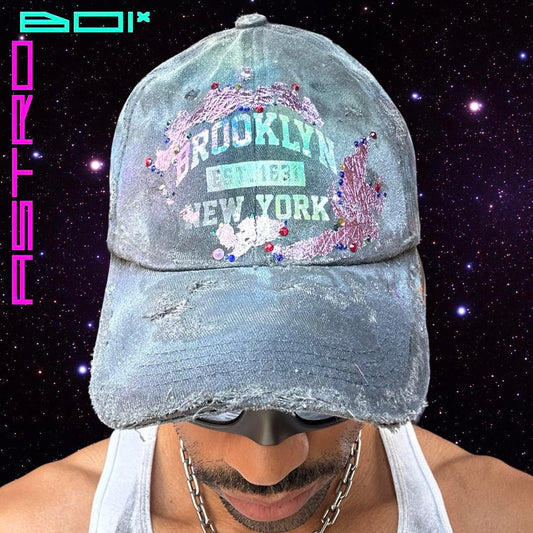 Brooklyn NYC Unique mens & womens distressed rhinestone bling baseball cap