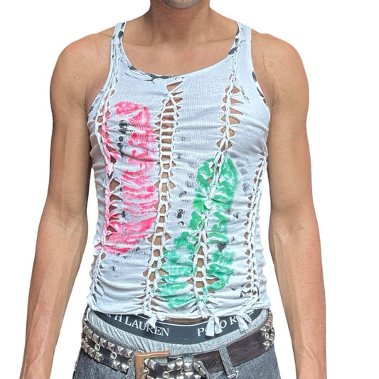ASTROBOI* x Calvin Klein White Braided Twist Tank Top - front 