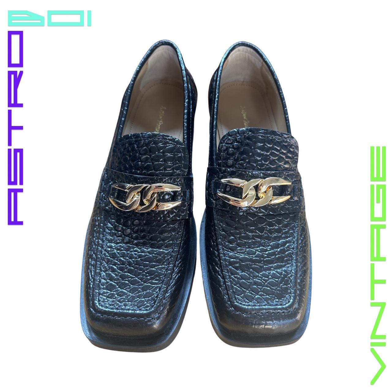 & OTHER STORIES BLACK EMBOSSED SQUARED TOE LOAFERS