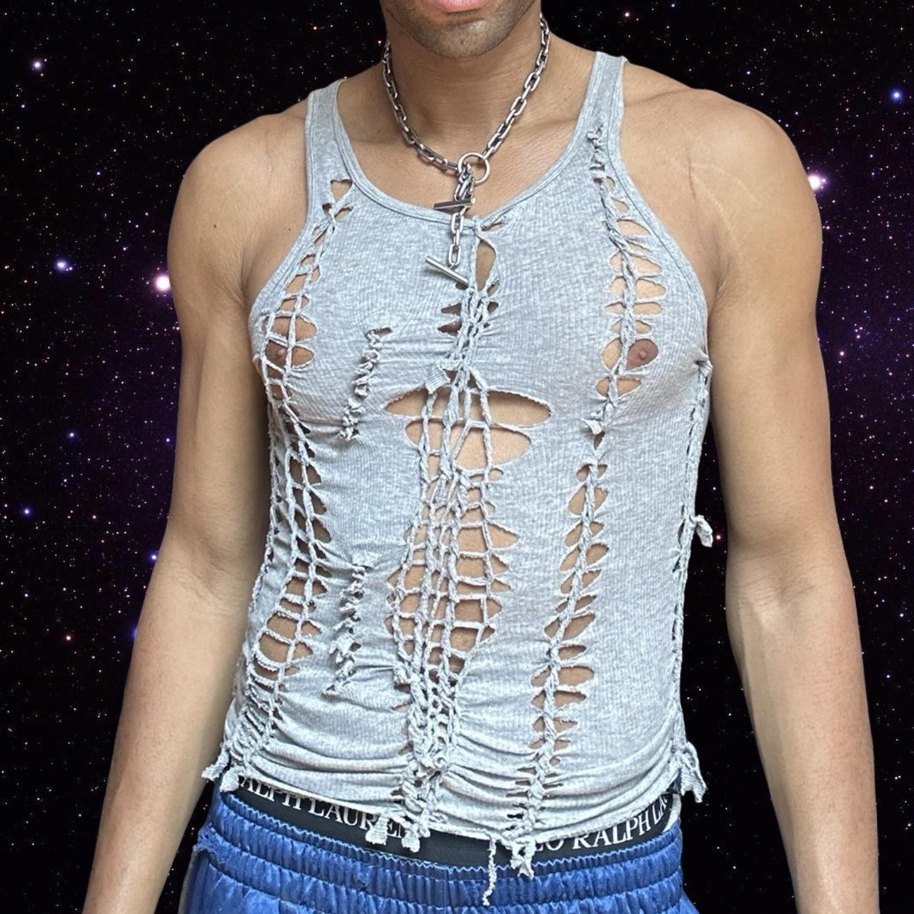 ASTROBOI* 'Ash' Gray Twist Braided Tank Top – front 