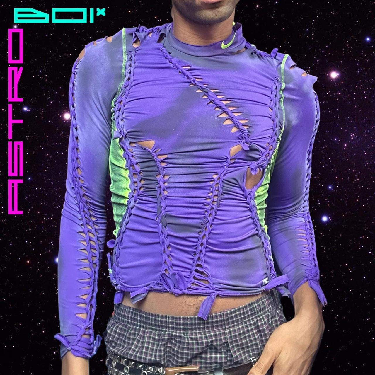 Nike Pro Purple/Green Braided Compression Top