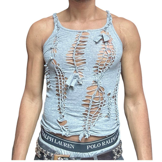 ASTROBOI* 'Smoke' Gray Braided Twist Tank Top – front 