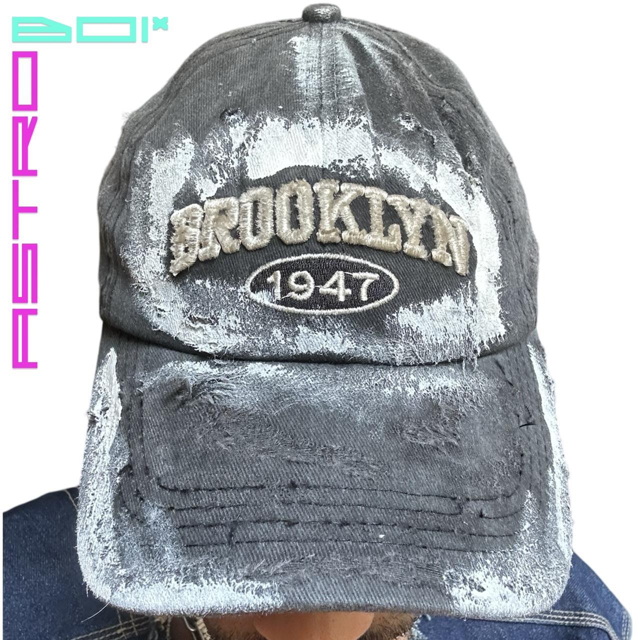 ASTROBOI* BROOKLYN DISTRESSED PAINTED BLACK BASEBALL CAP