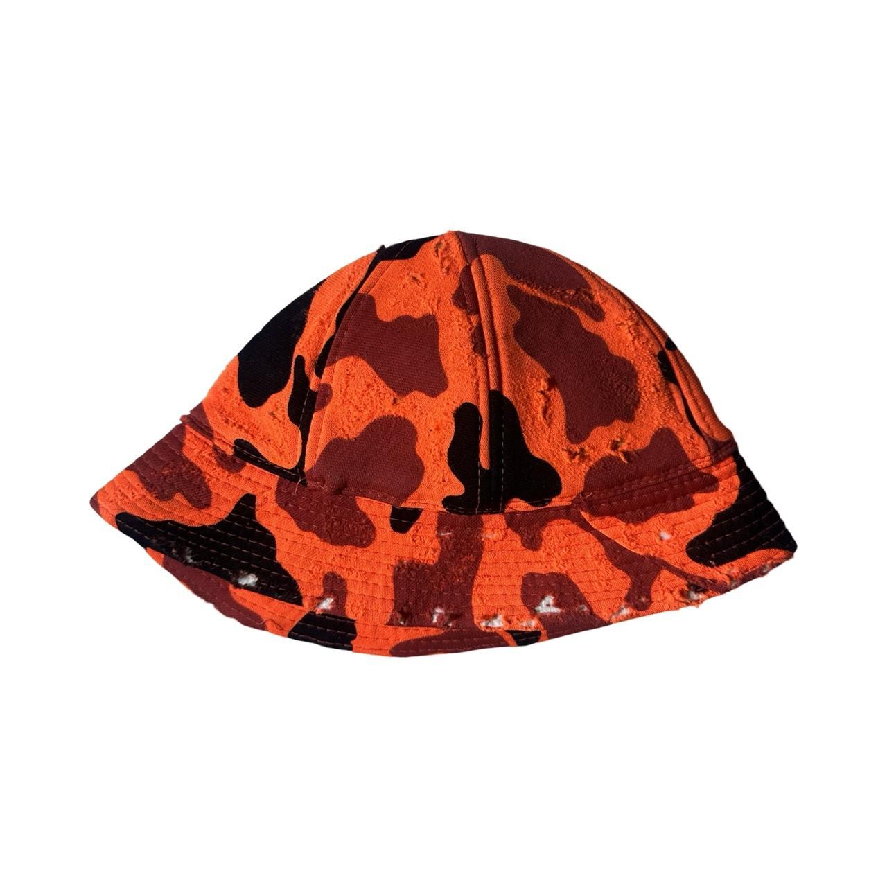 ASTROBOI* Orange Camouflage Distressed Bucket Hat