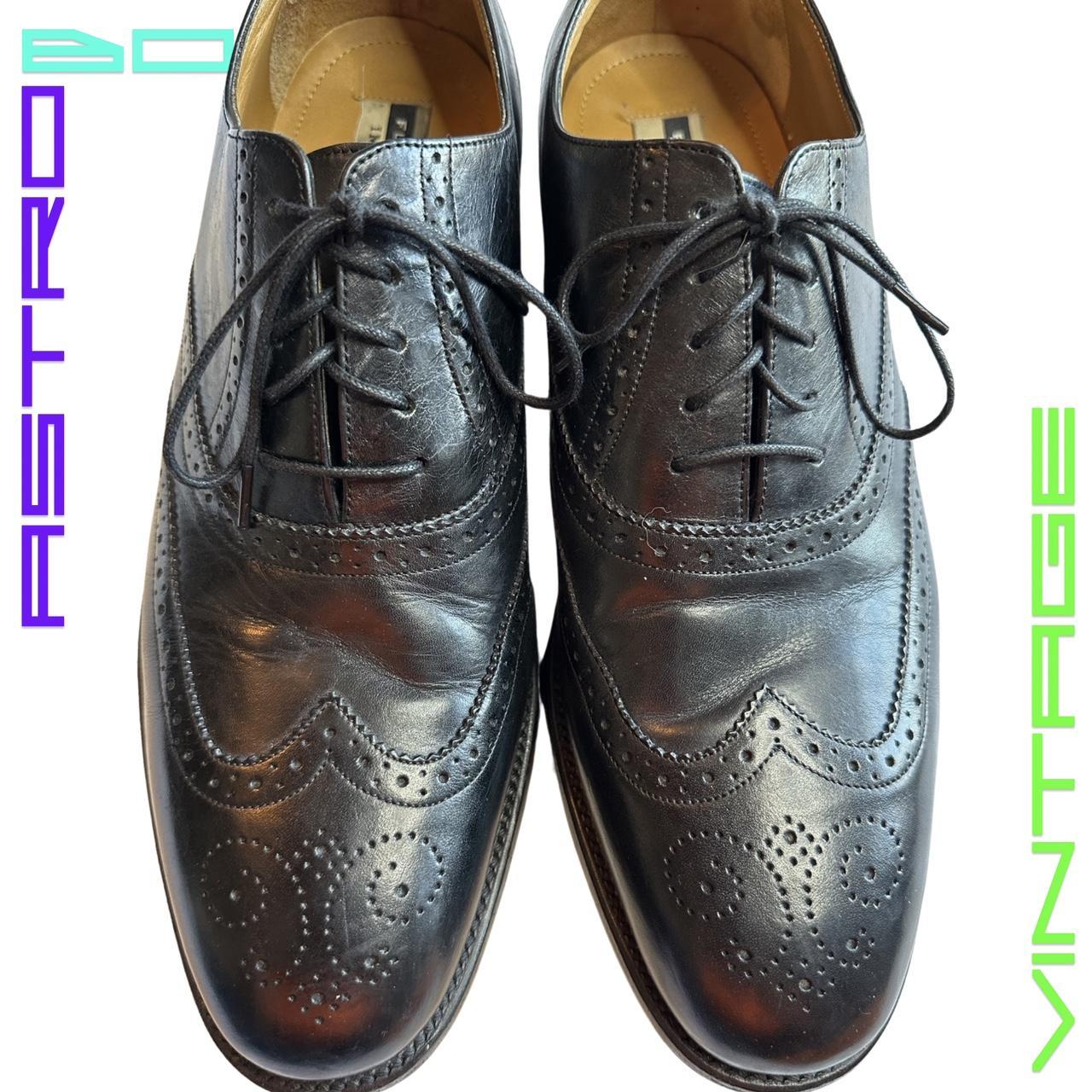 VINTAGE FLORSHEIM LEATHER WING TIPS_ BLACK_ SIZE 12