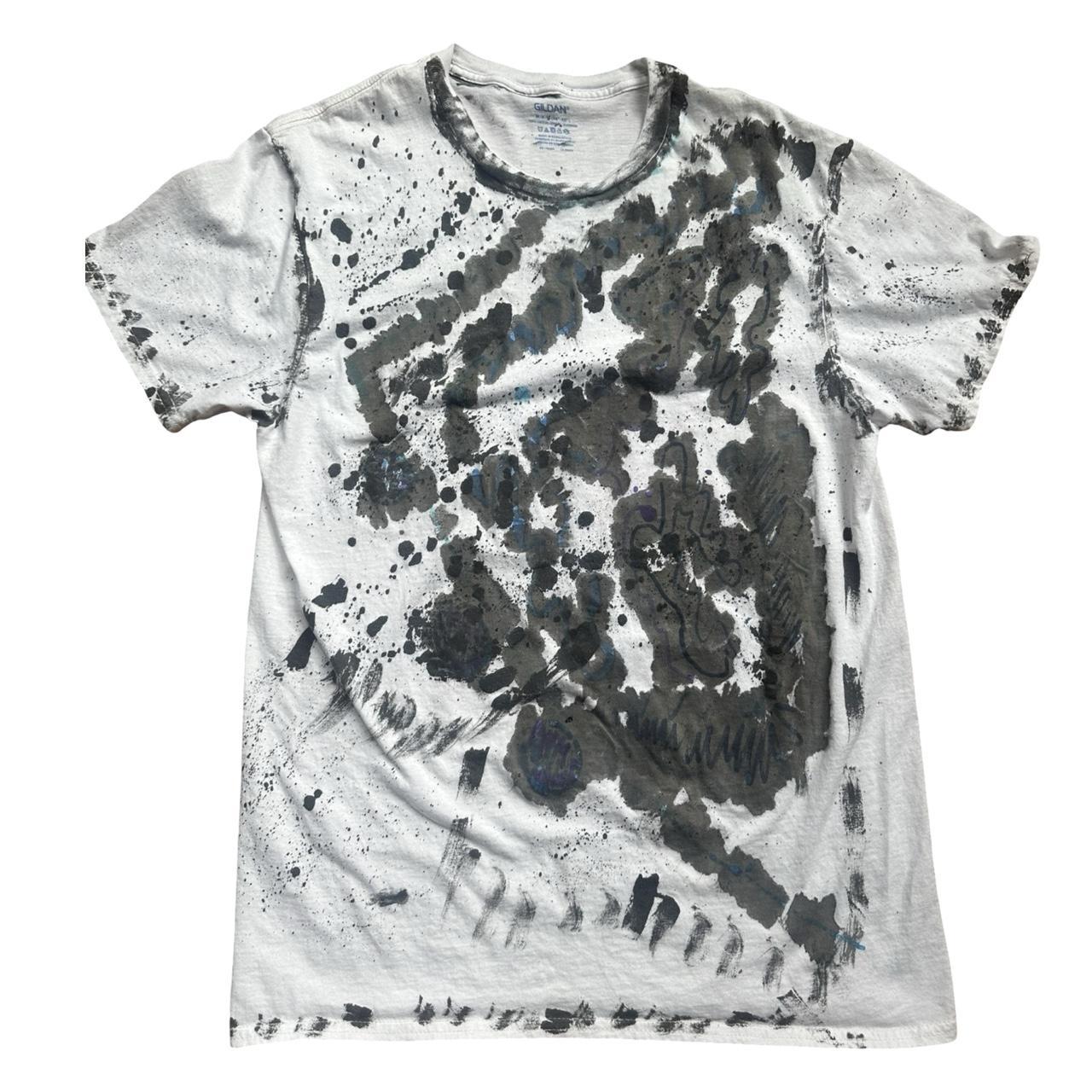 ASTROBOI* x Gildan 'Hidden Messages' White Painted Graphic T-shirt -  flat front 