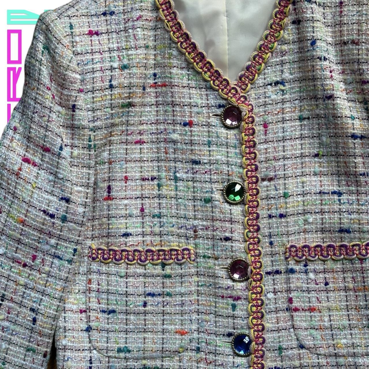 Vintage Herbert Grossman Ladies Fitted Tweed Jeweled Blazer - Large