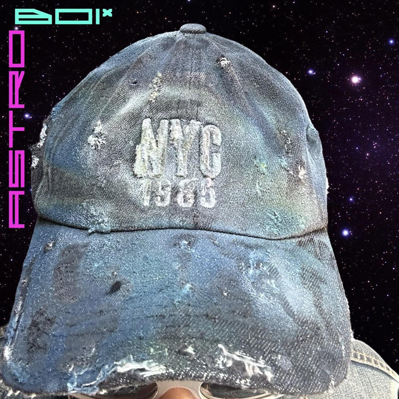 ASTROBOI* NYC BLUE GRAY DISTRESSED DENIM HAT