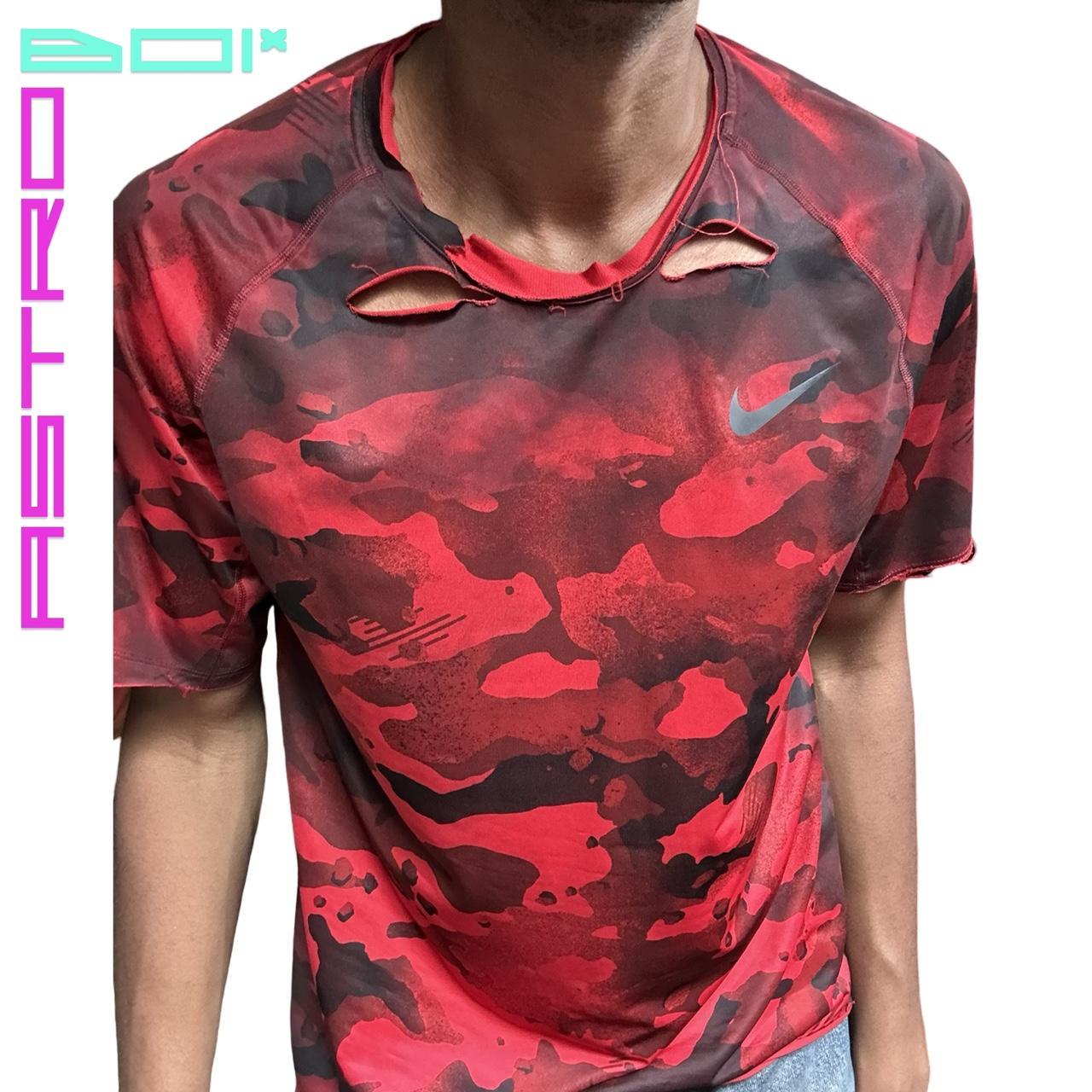 ASTROBOI* NIKE RED CAMOUFLAGE AIR BRUSHED SPORTS T- SHIRT _ XL