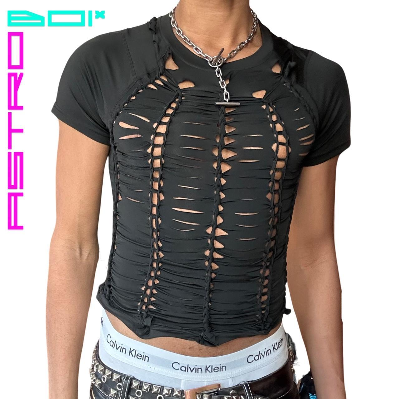 ASTROBOI 'LINES' BLACK BRAIDED COMPRESSION SHIRT